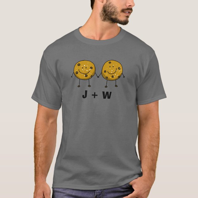 Camiseta Pareja de cookies personalizados: sus iniciales o  (Anverso)