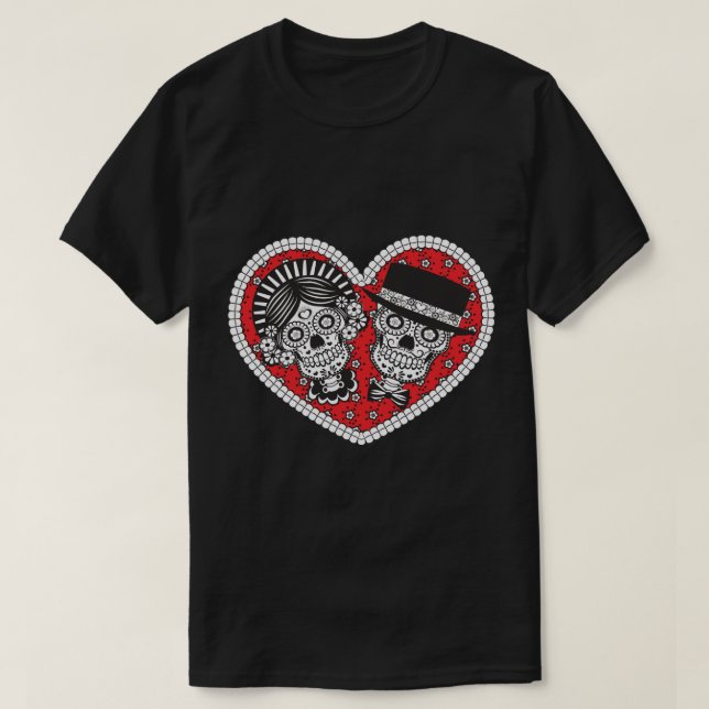 Camiseta Pareja de cráneo de azúcar (Diseño del anverso)