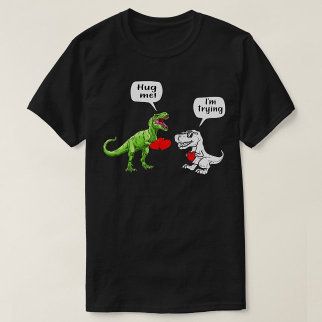 Camiseta Pareja de dinosaurios de T Rex abrazarme Día de Sa (Diseño del anverso)