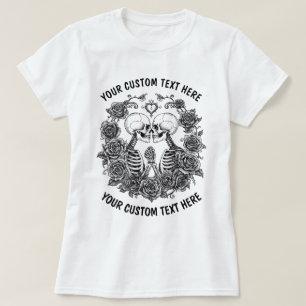 Camiseta Pareja de Esqueleto Personalizada con Marco de Flo