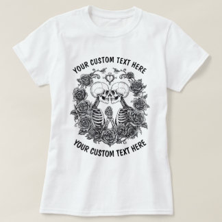 Camiseta Pareja de Esqueleto Personalizada con Marco de Flo