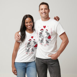 Camiseta Pareja de esqueletos alimentando a un perro y un g