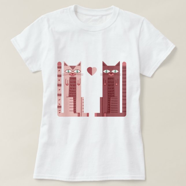 Camiseta pareja de gatos (Diseño del anverso)