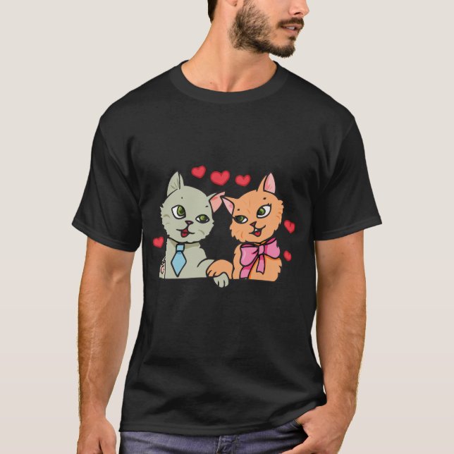 Camiseta pareja de gatos (Anverso)