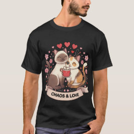 Camiseta Pareja de Gatos Adorables Pegatina para Regalo Rom