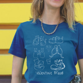 Camiseta Pareja de gatos con tatuaje vintage de San Valentí