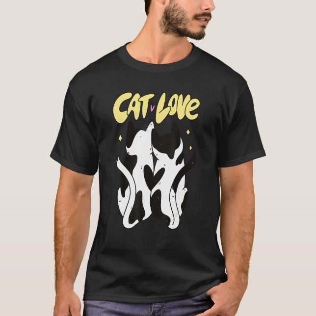 Camiseta Pareja De Gatos Cuddling Cats De Amor (Anverso)