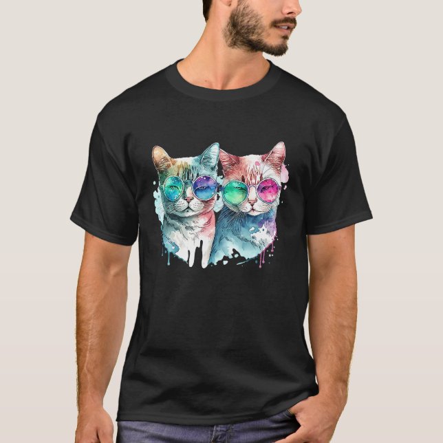 Camiseta Pareja de gatos día de San Valentín (Anverso)