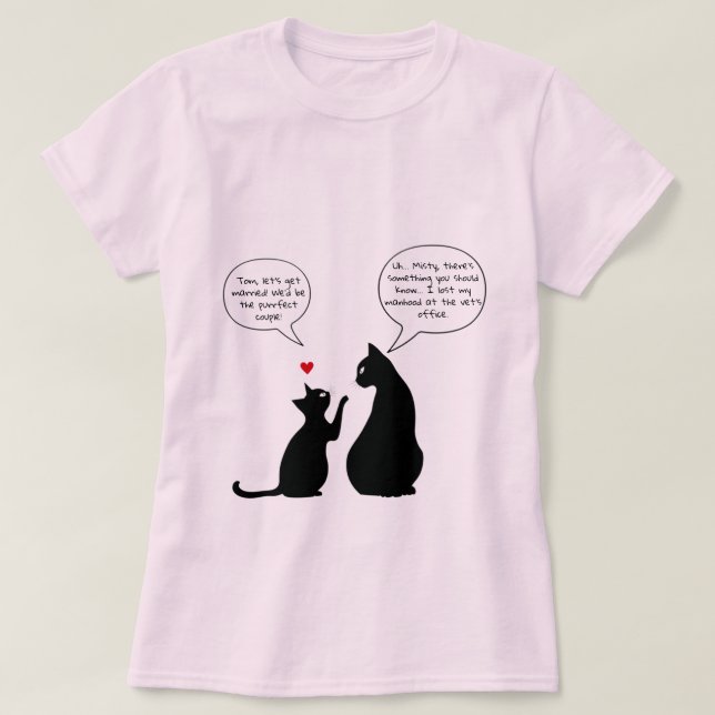 Camiseta Pareja de gatos hablando de matrimonio T-Shirt (Diseño del anverso)
