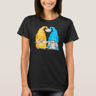 Camiseta Pareja De Gnome Amarillo Y Azul Para Mujeres Summ 