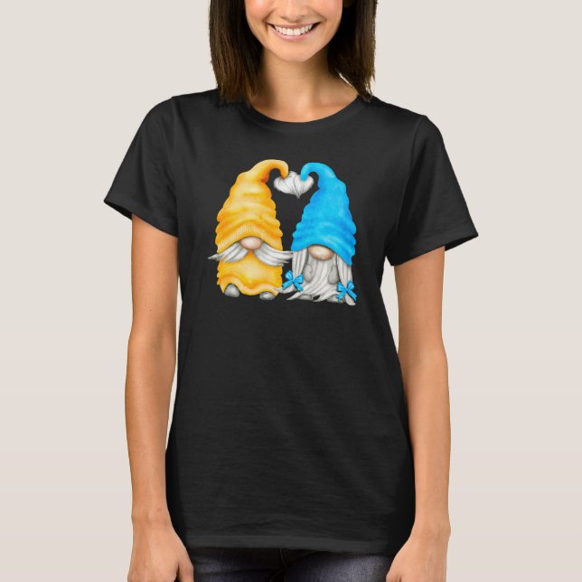 Camiseta Pareja De Gnome Amarillo Y Azul Para Mujeres Summ  (Anverso)