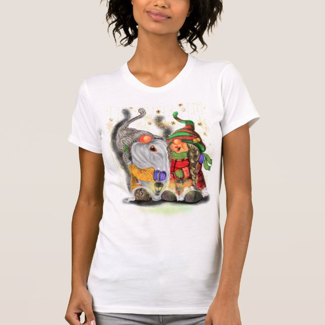 Camiseta Pareja de gnomes cantando canción de Navidades fel (Anverso)