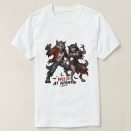 Camiseta Pareja de hombres lobo salvajes en la noche