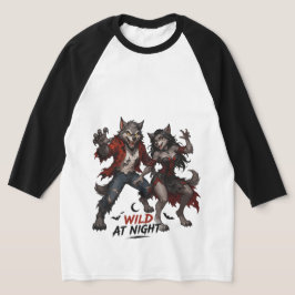Camiseta Pareja de hombres lobo Salvajes en la Noche