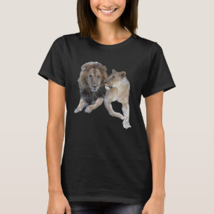 Camiseta Pareja de leonas leona gato depredador gato en Áfr