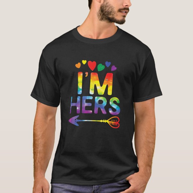 Camiseta Pareja de lesbianas Graciosa, yo soy su pareja con (Anverso)