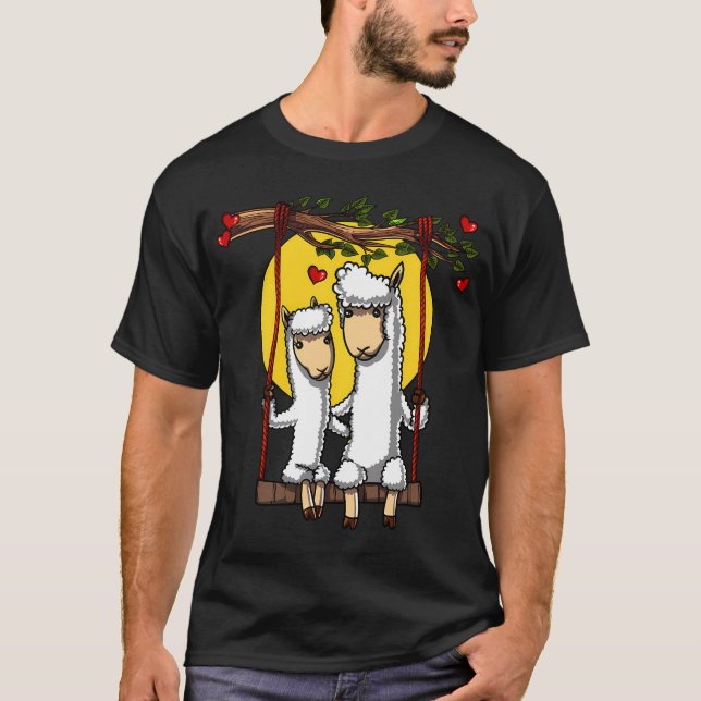 Camiseta Pareja de llamas alpacas lindas (Anverso)