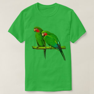 Camiseta Pareja de loro verde y rojo