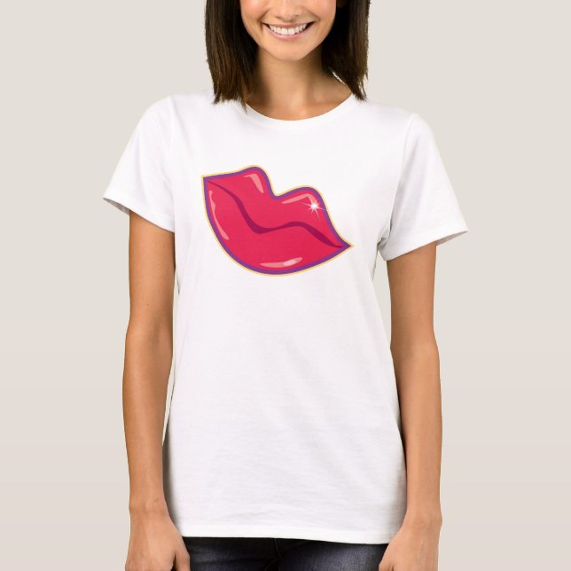 Camiseta Pareja de los labios rojos de cerezo (Anverso)