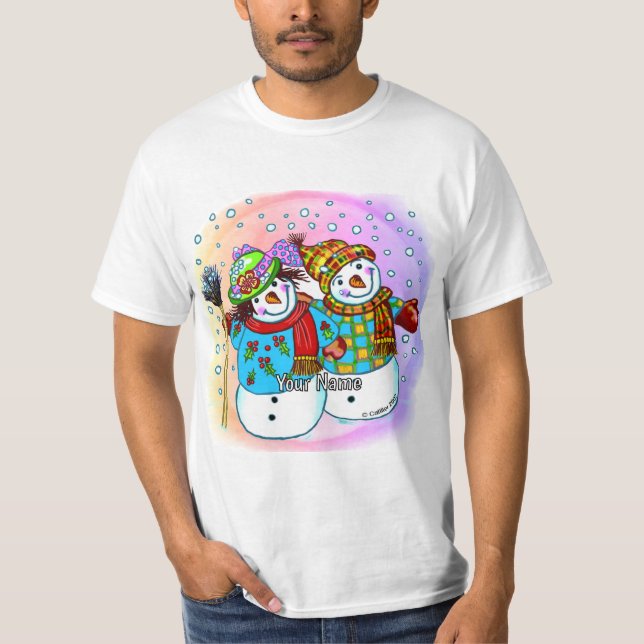 Camiseta Pareja de muñecos de nieve  (Anverso)