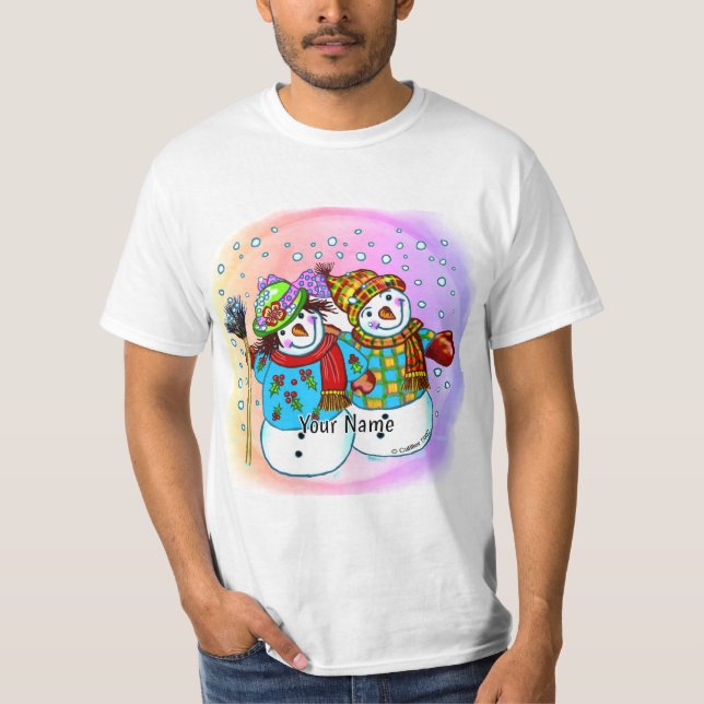Camiseta Pareja de muñecos de nieve (Anverso)