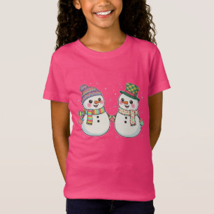 Camiseta Pareja de muñecos de nieve de dibujos animados lin