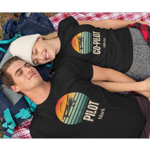 Camiseta Pareja de nombres personalizados PILOTO Atardecer