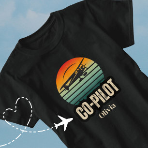 Camiseta Pareja de nombres personalizados PILOTO Atardecer