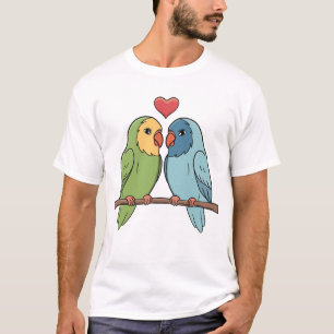 Camiseta Pareja de pájaros adorables con corazón