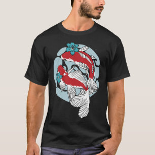 Camiseta Pareja de peces Koi Hermoso Arte de pescado japoné