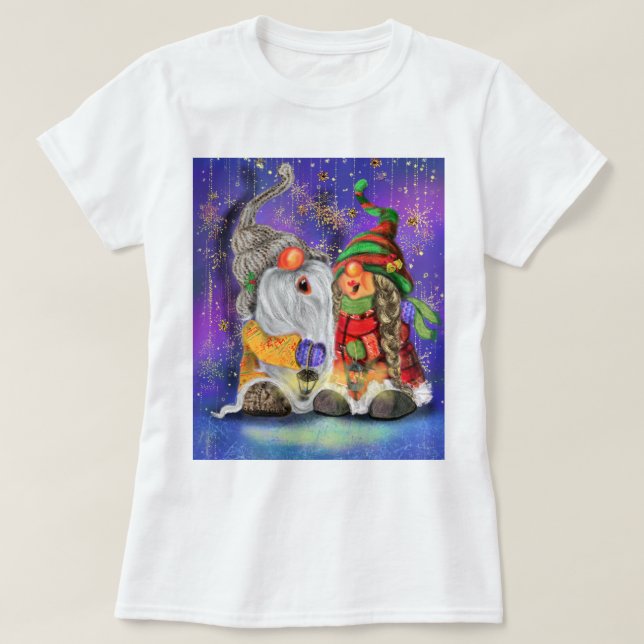 Camiseta Pareja De Pequeños Gnomes Canta Una Canción Feliz  (Diseño del anverso)