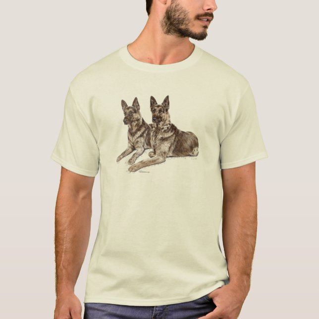 Camiseta Pareja de perros pastores alemanes (Anverso)