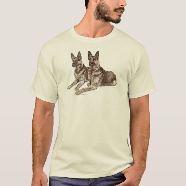 Camiseta Pareja de perros pastores alemanes (Anverso)