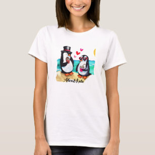 Camiseta Pareja de pingüino divertida, animales enamorados