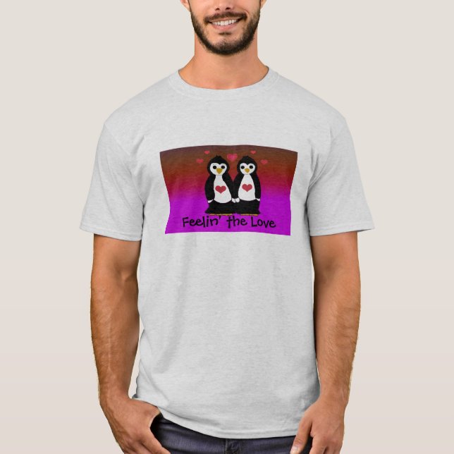 Camiseta Pareja de pingüinos con corazones (Anverso)