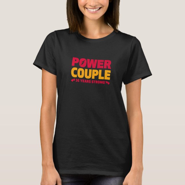 Camiseta Pareja de poder de 36 años casada Hus 36 años (Anverso)