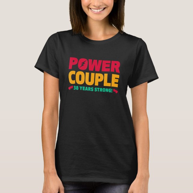 Camiseta Pareja de poder de 38 años casada Hus 38 años (Anverso)