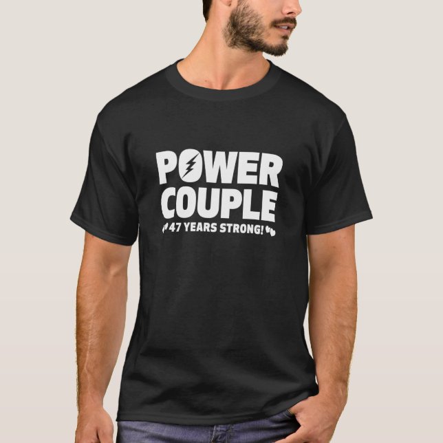 Camiseta Pareja de poder de 47 años casada Hus 47 años (Anverso)
