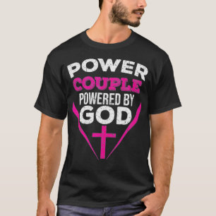 Camiseta Pareja de poder divertida impulsó a Dios Guay Chri