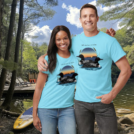 Camiseta Pareja de somormujos Lago Azul al atardecer Fauna