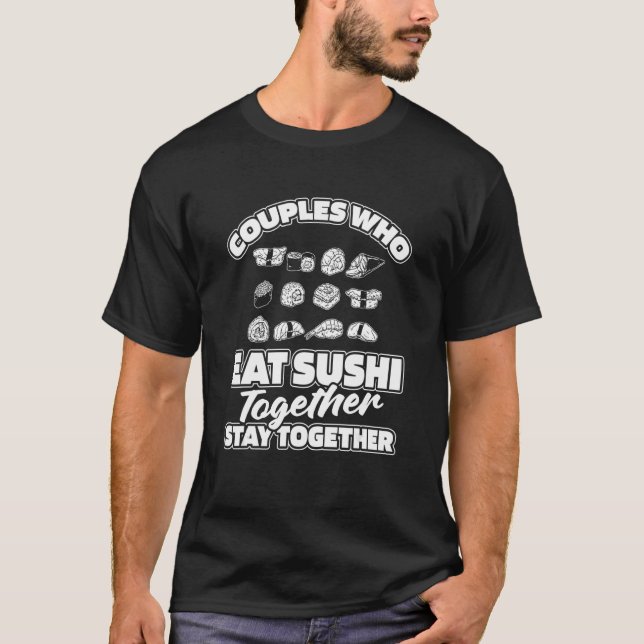Camiseta Pareja de sushi prepara comida asiática como sushi (Anverso)