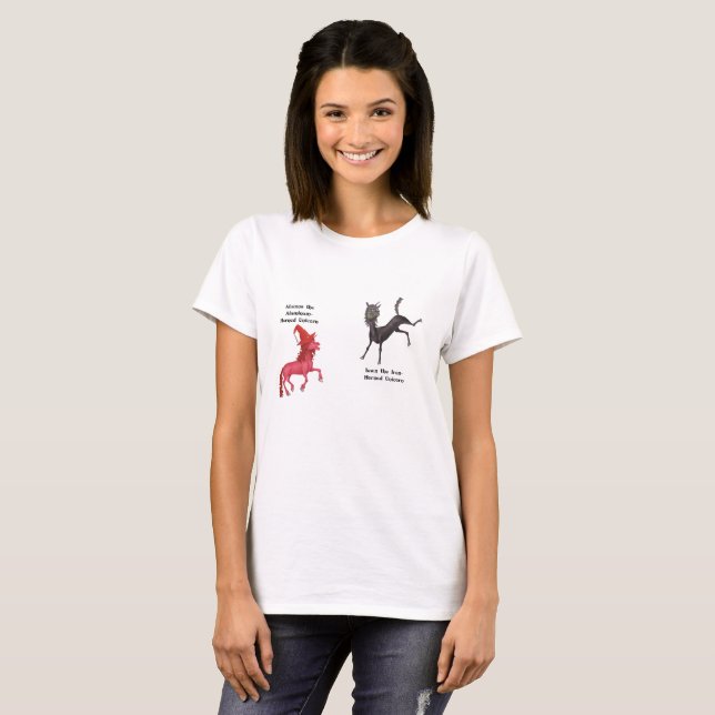 Camiseta Pareja de unicornio de cuerno metalizado - Alumna  (Anverso completo)