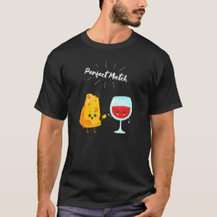 Camiseta Pareja De Vino Y Queso Para Bebedores De Vino Y Qu
