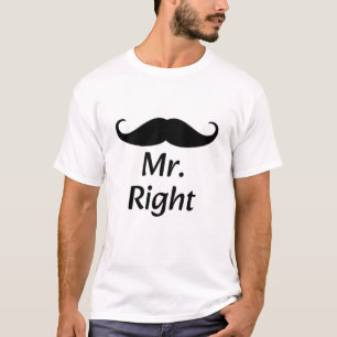 Camiseta Pareja Divertida con Bigote de Sr. Correcto