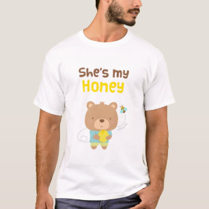 Camiseta Pareja Divertida y Lindo Oso Macho y Abeja