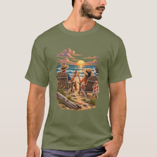 Camiseta Pareja en la Playa Puesta de Sol Océano Relajación