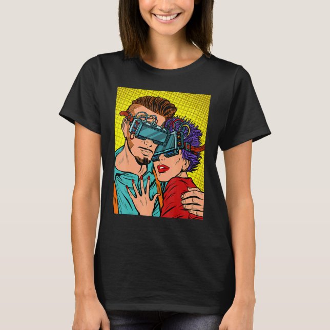 Camiseta Pareja enamorada de gafas de realidad virtual (Anverso)