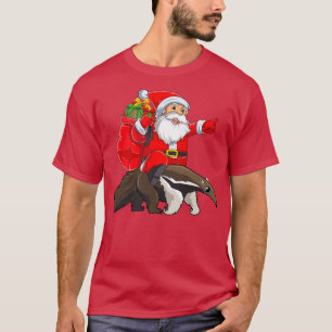 Camiseta Pareja Familia divertida Santa Riding Anteater Chr