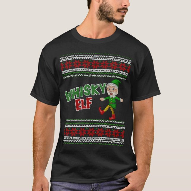 Camiseta Pareja familiar parece Navidades whisky elf (Anverso)