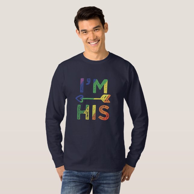 Camiseta Pareja gay masculina coincidiendo yo soy su orgull (Anverso completo)